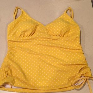 Yellow polka dot tankini swim top